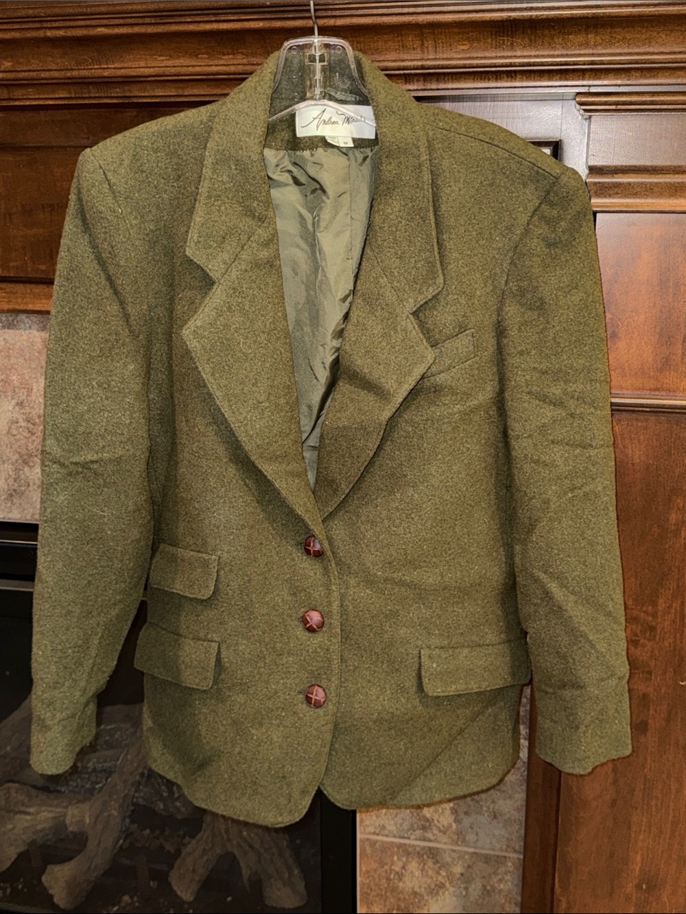 Vintage Andrea Melvin Wool Blazer Women’s Size 8 Olive Green Made in Poland